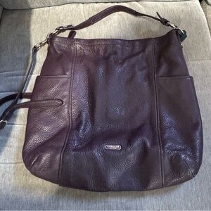Coach Dark Purple Leather Shoulder Bag